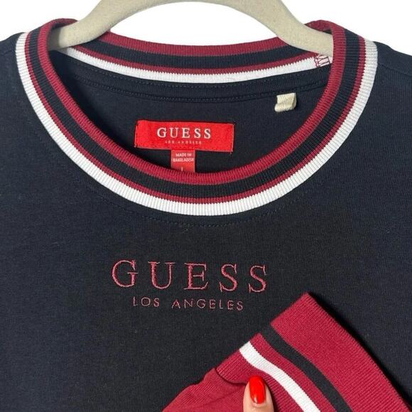 Guess Y2K Men’s Long Sleeve Red & Black Color Block Crewneck Shirt Size Large - Picture 5 of 8